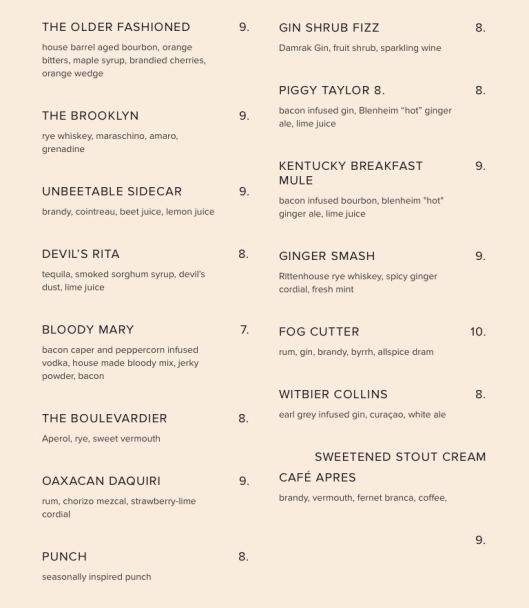 The Bacon Brothers cocktail menu...see what we're talkin' about?